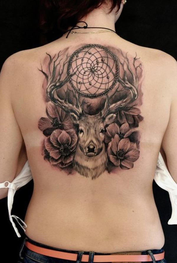 dreamcatcher-and-deer-back-tattoo-71