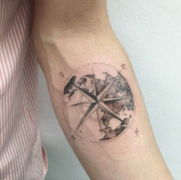 kompassi kyynärvarren tatuointi