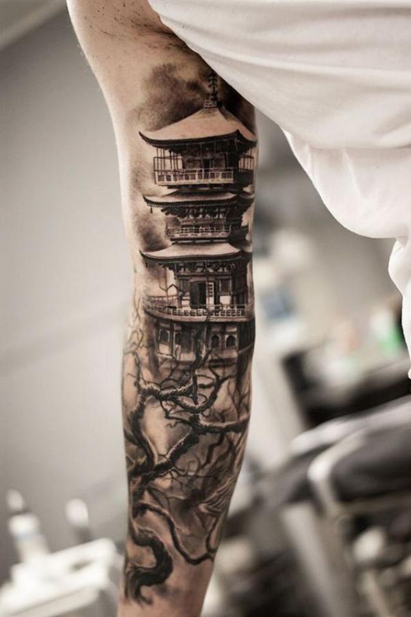 Japansk pavillon arm tatovering