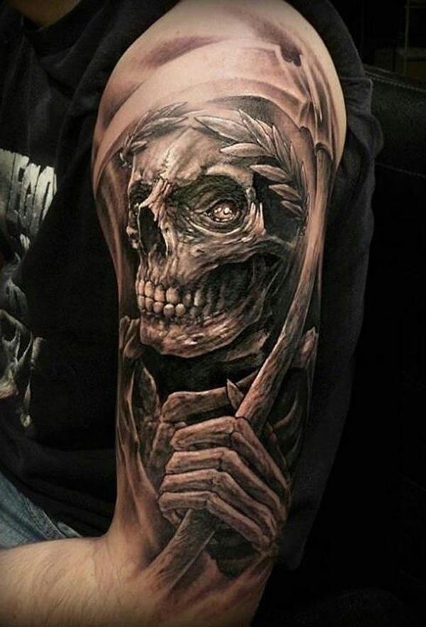 Zombie kranium tatovering