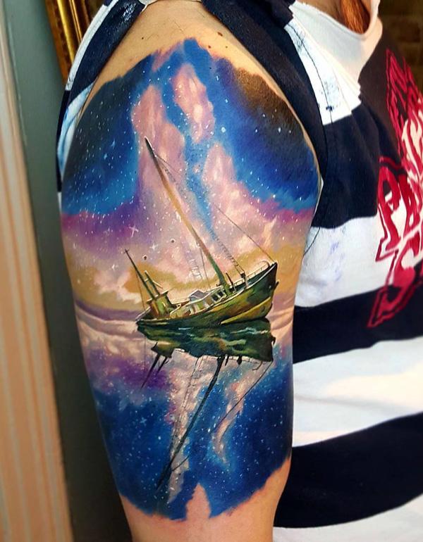Βάρκα με γαλατά αστέρια tattoo-85
