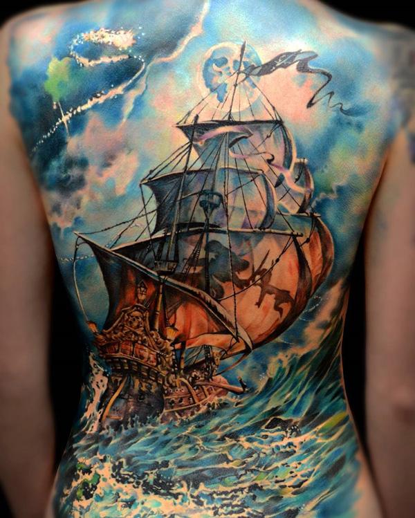 Χρωματιστό σκάφος full back tattoo-81