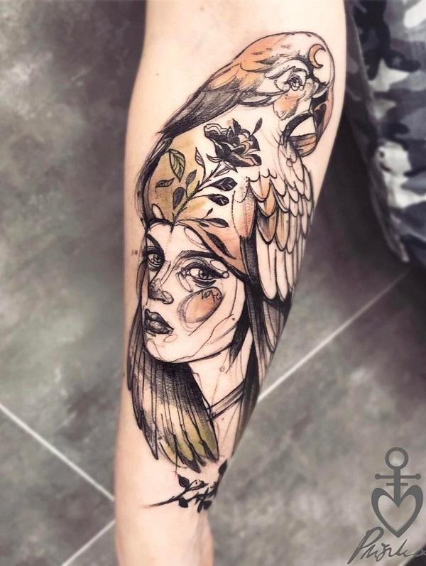 Illustrationsstil underarm tatovering