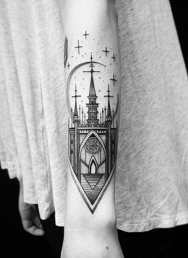 Castle underarm tatovering