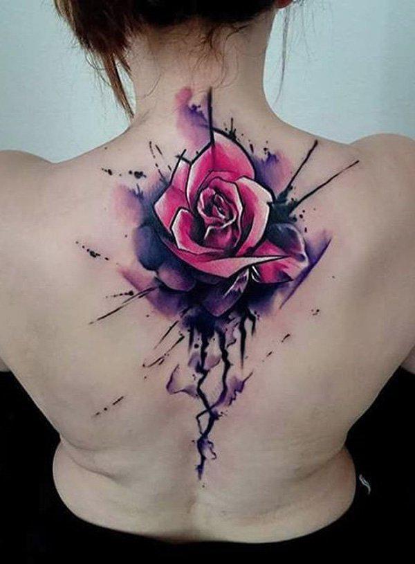 vesiväri ruusu takaisin tatuointi