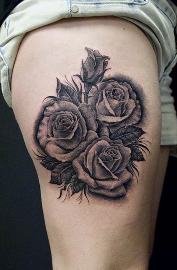 Musta ja harmaa ruusut Tatuointi