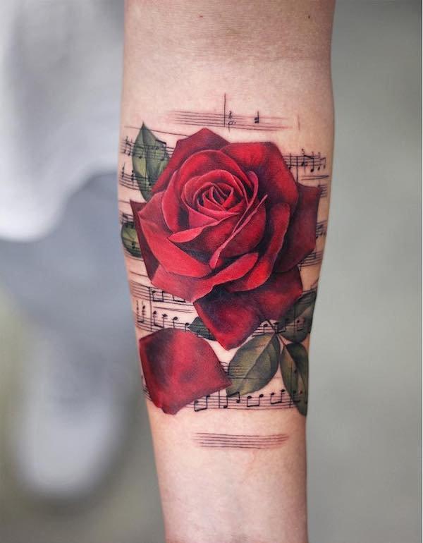 Musiikki Rose Tattoo käsivarteen