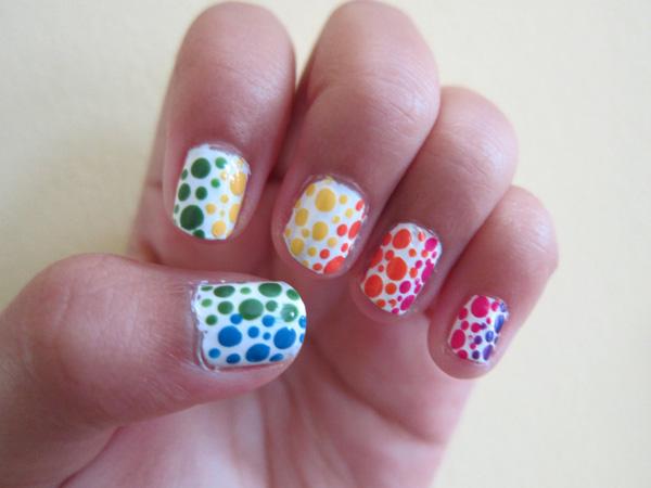 Rainbow Polka Dot Negle