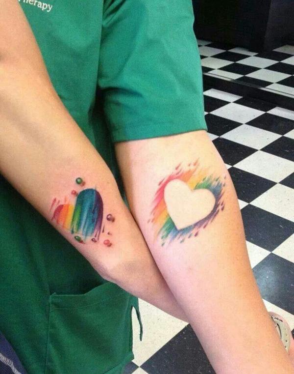 rainbow hart par tatovering