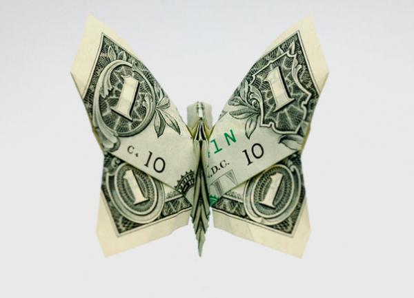 perhonen rahaa origami