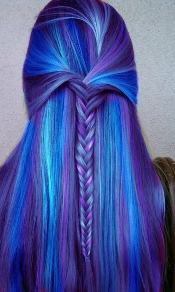 hiusten väri sininen ja violetti