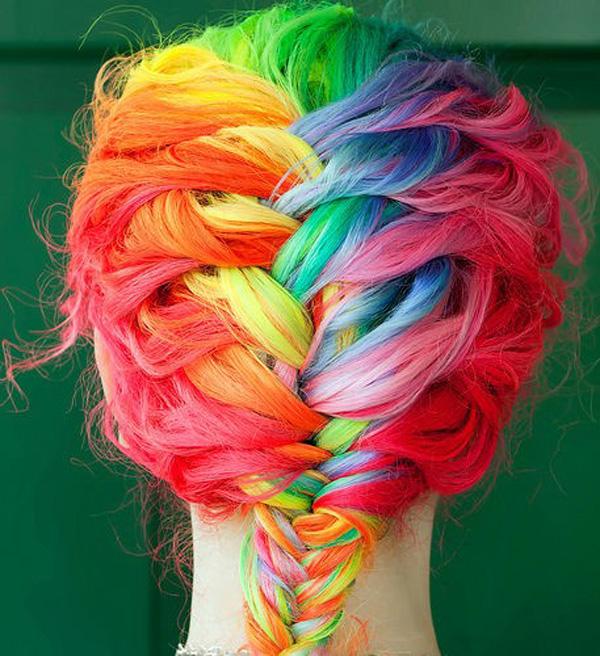 regnbuehår, farvet hår