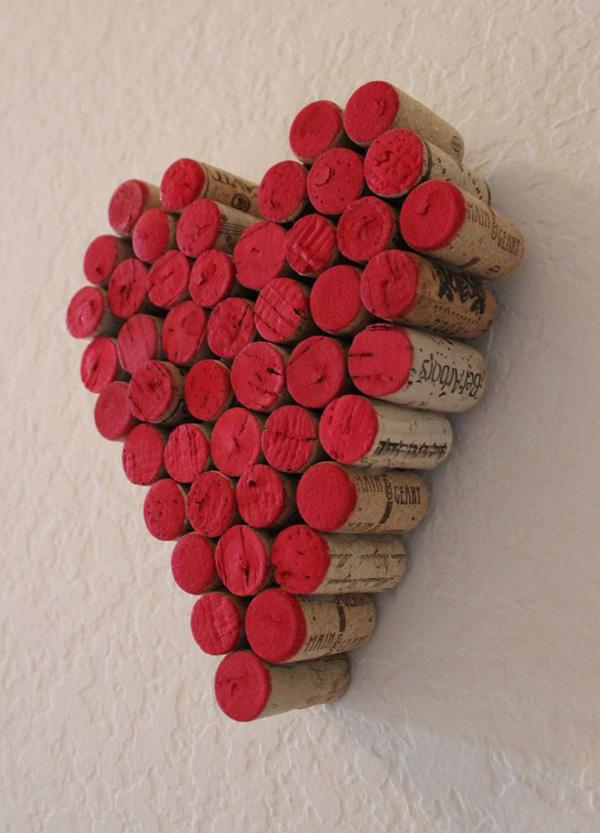 Vinkork rødt hjerte vægophæng