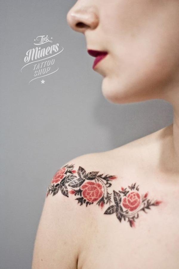 τριαντάφυλλο τατουάζ στην κλείδα για γυναίκες
