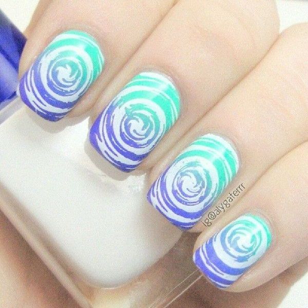 Swirl Water Marble Nail Art-7