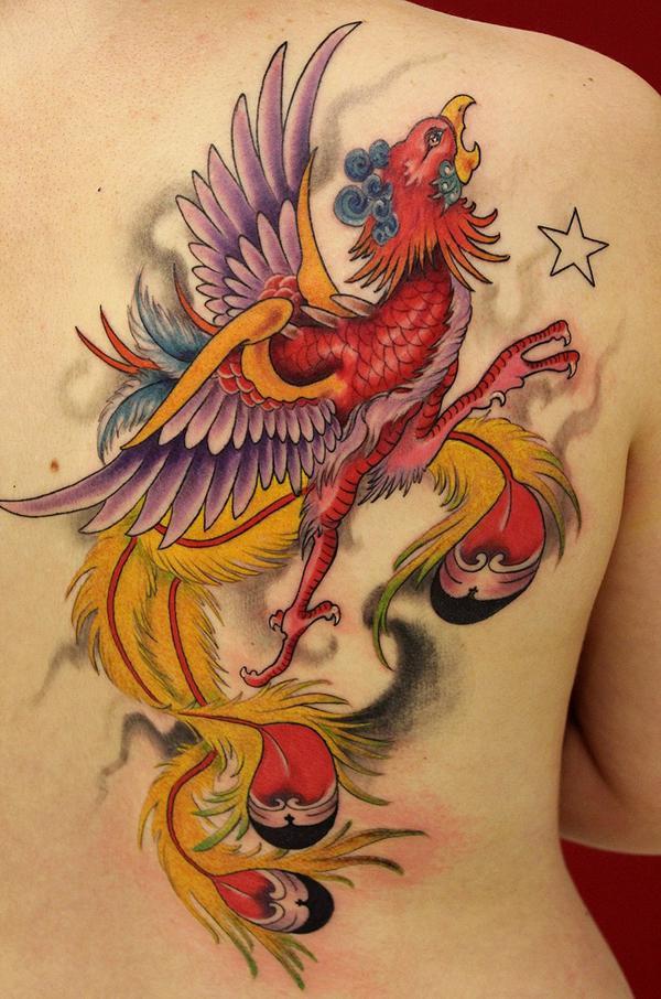 Phoenix tatovering i old school stil