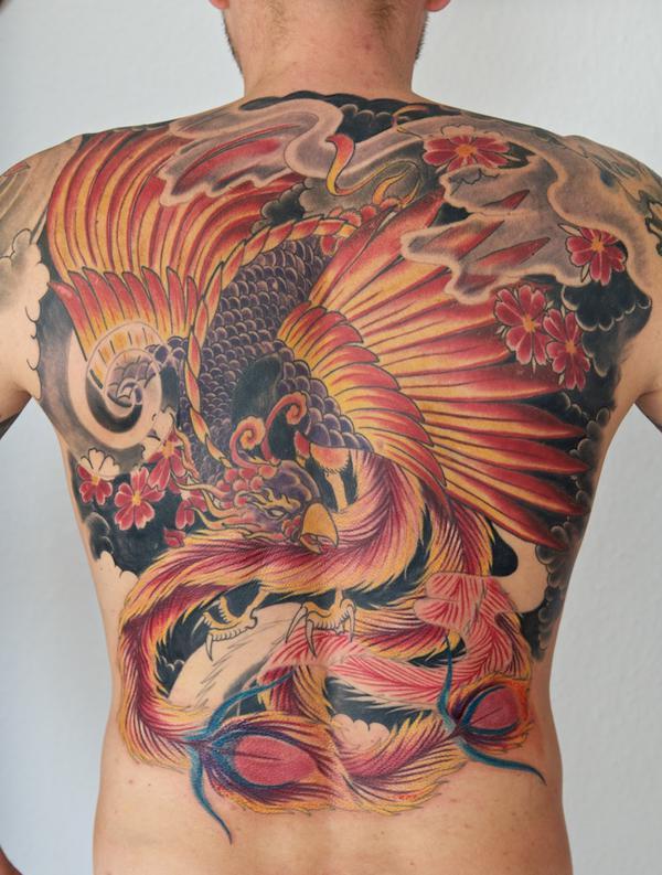Fullback Ιαπωνικό τατουάζ Φοίνιξ για άνδρες