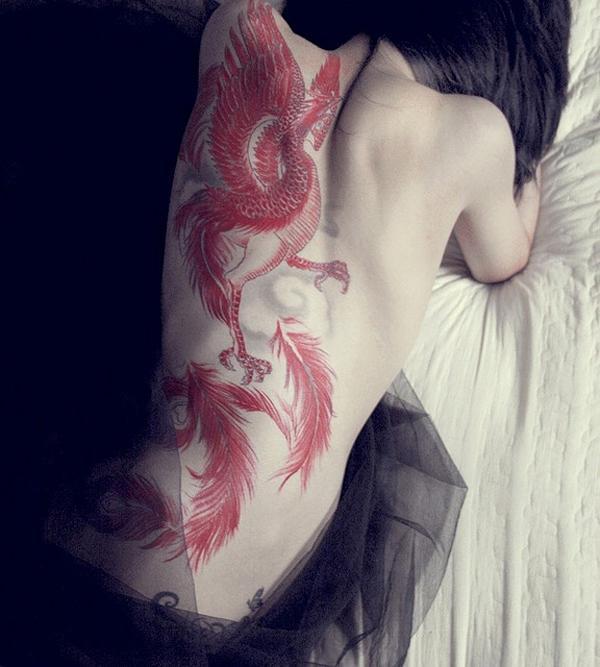 Πλήρης πλάτη Phoenix Japanese tattoo για γυναίκες