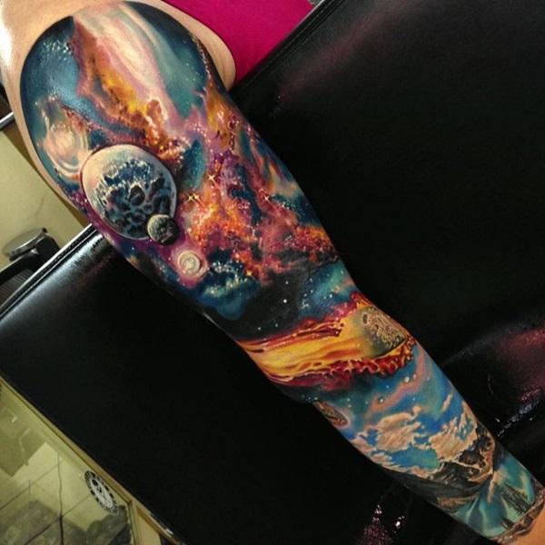 3D space fuldærmet tatovering