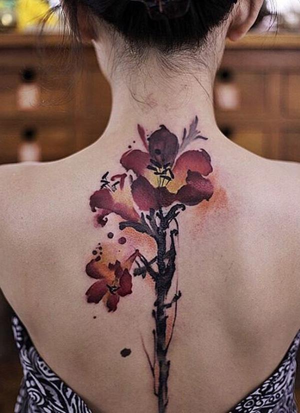 Kukka selkärangan tatuointi-6