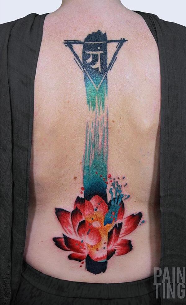 Lotus selkärangan tatuointi-8