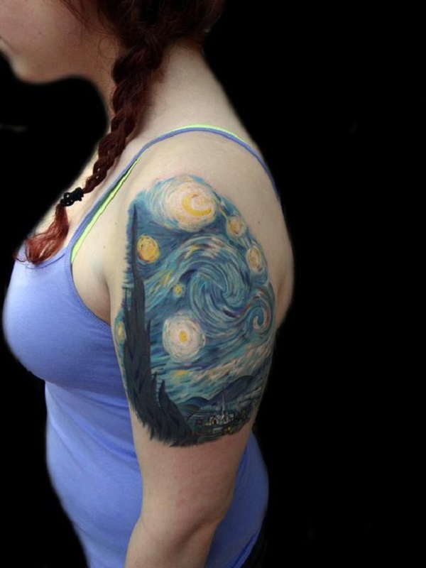 vincent van gogh τατουάζ Starry Night Sleeve Tattoo για γυναίκες