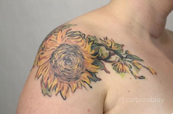 vincent van gogh tatoveringer Sunflower Out From a Vase af Pete Zebley