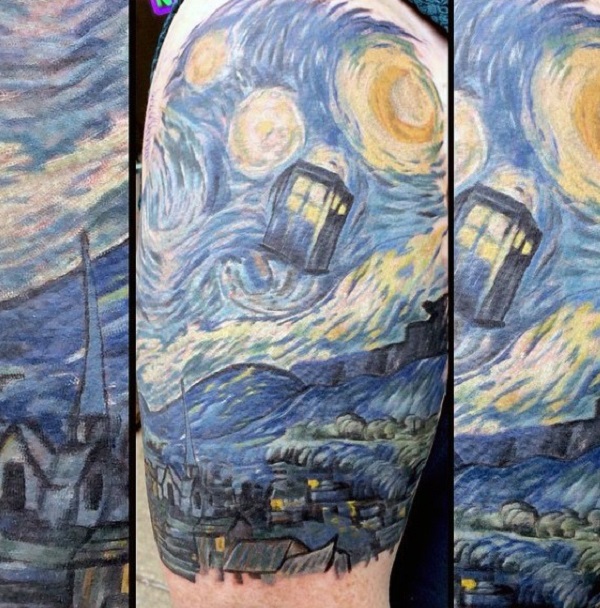 vincent van gogh τατουάζ The Starry Night above Sleeve Tattoo