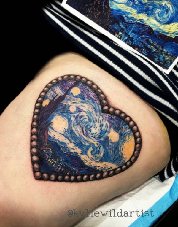 vincent van gogh τατουάζ Starry Night within a Heart