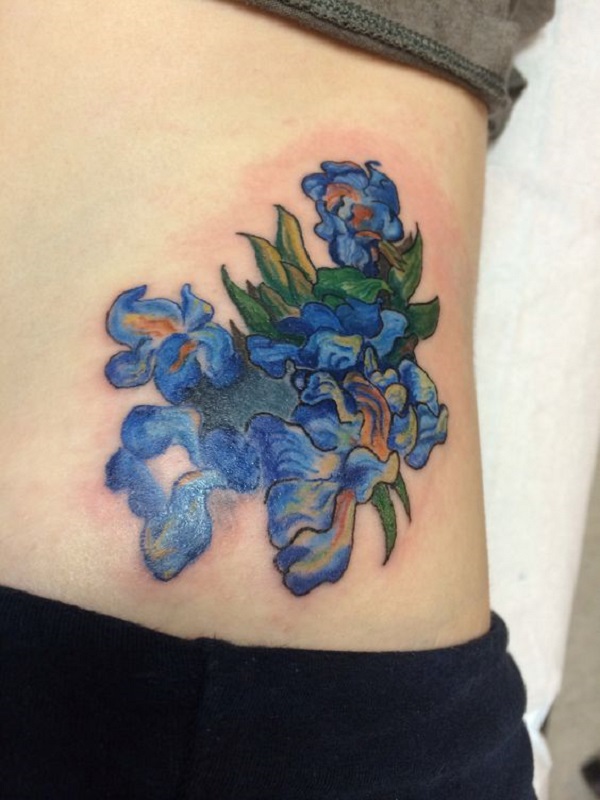 vincent van gogh τατουάζ Irises Tattoo on Rib