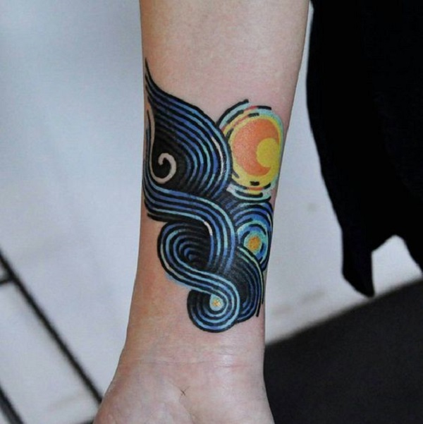vincent van gogh -tatoveringer The Detailed Starry Night Tattoo
