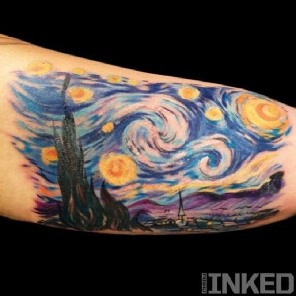 vincent van gogh τατουάζ Starry Night στη Νέα Υόρκη από το INKED