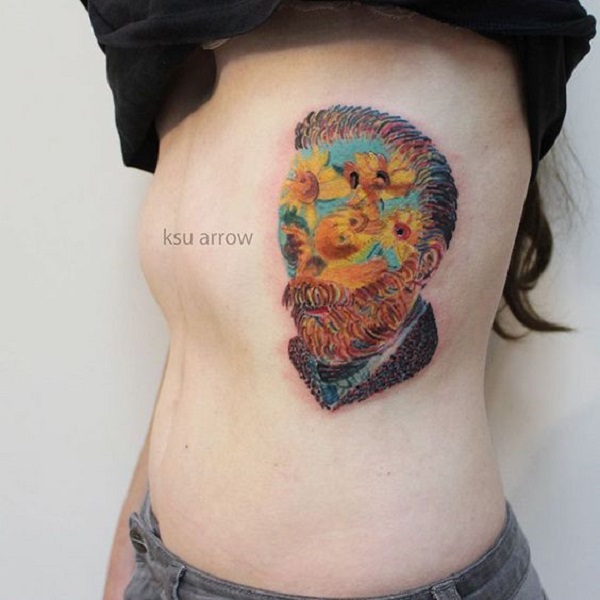 Vincent van Gogh -tatoveringer Vincent Van Gogh Portræt med solsikker