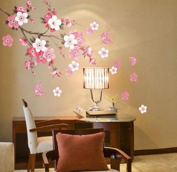 Plum Blossom Flowers Butterfly Wall Decal Home Sticker