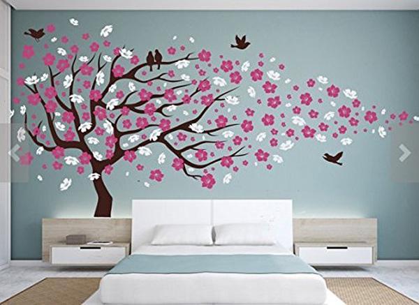 Vinyyli seinä tarra kirsikankukka kukka puu seinä tarrat tarrat lapsen seinätarrat tarrat kukat