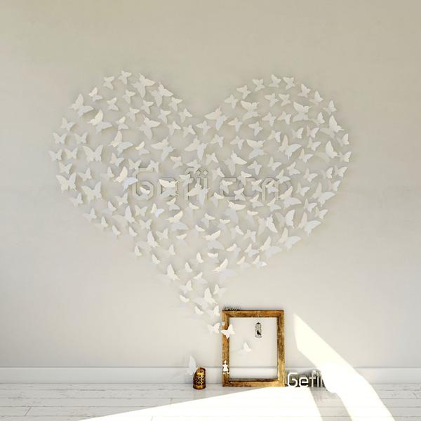 Valkoinen PVC 3D -koriste -perhoset Irrotettava seinätaide -tarratarra Koti Häät -sisustus