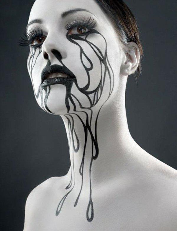sort-hvid-halloween-kropsmaleri