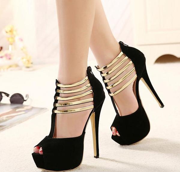 Luxury Gold Strap Ballroom Dance Shoes High Heels 2015 New Sandals For Women Red Heels Κομψά Νυφικά Γαμήλια Παπούτσια μεγέθους 35 έως 40