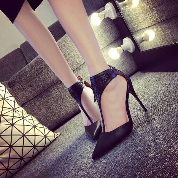 Shoespie T Strap Pointed Toe Stiletto Γόβες