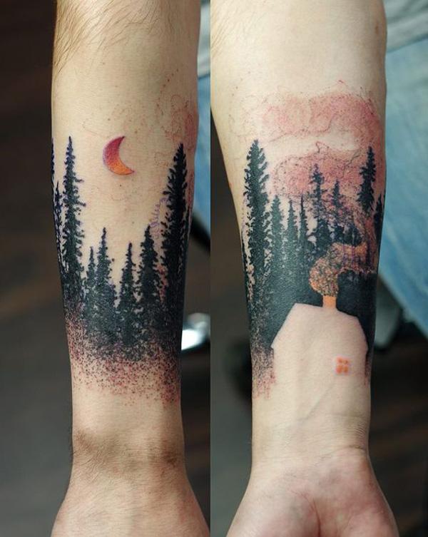 Forest Home -tatuointi kyynärvarressa