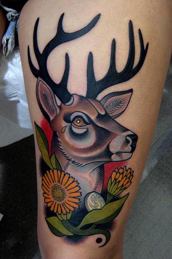 Τατουάζ Deer Mural Thigh