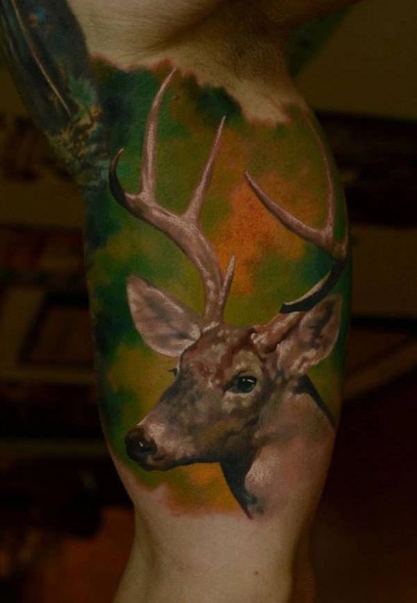 Valokuva-realistinen Deer Tattoo