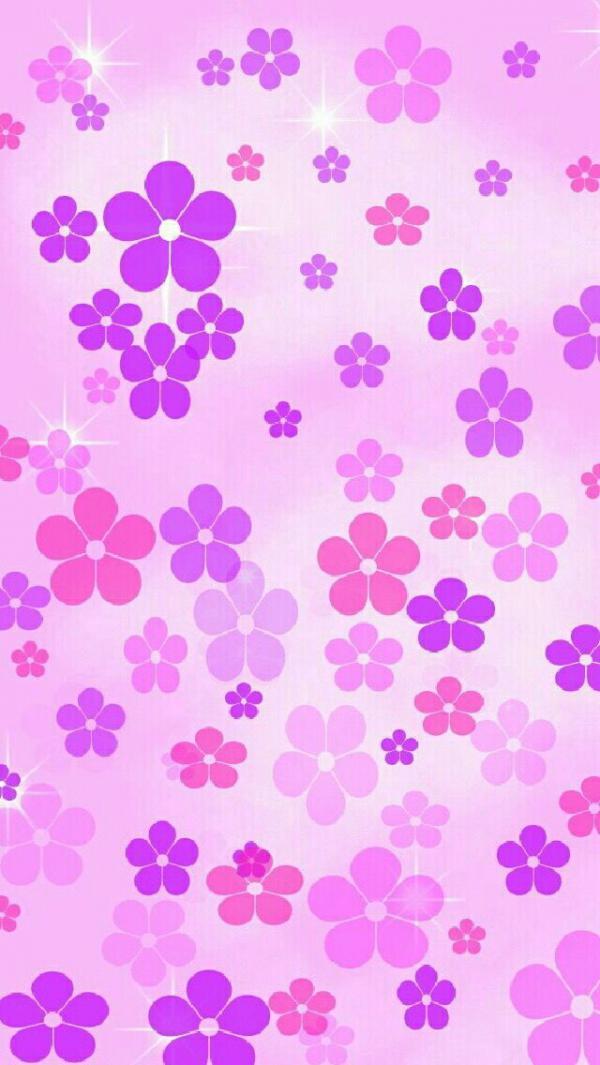 tyttömäiset kukka -tähdet -teeman vaaleanpunainen violetti väri iPhonelle