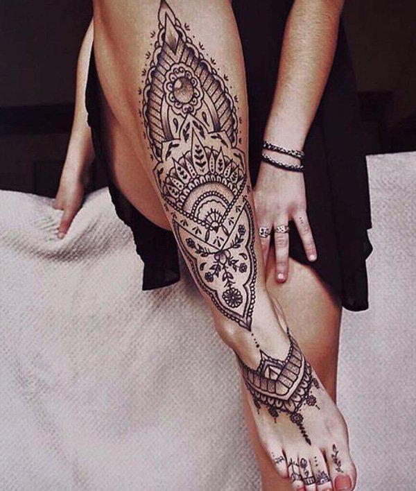 Mandala Calf Tattoo-3