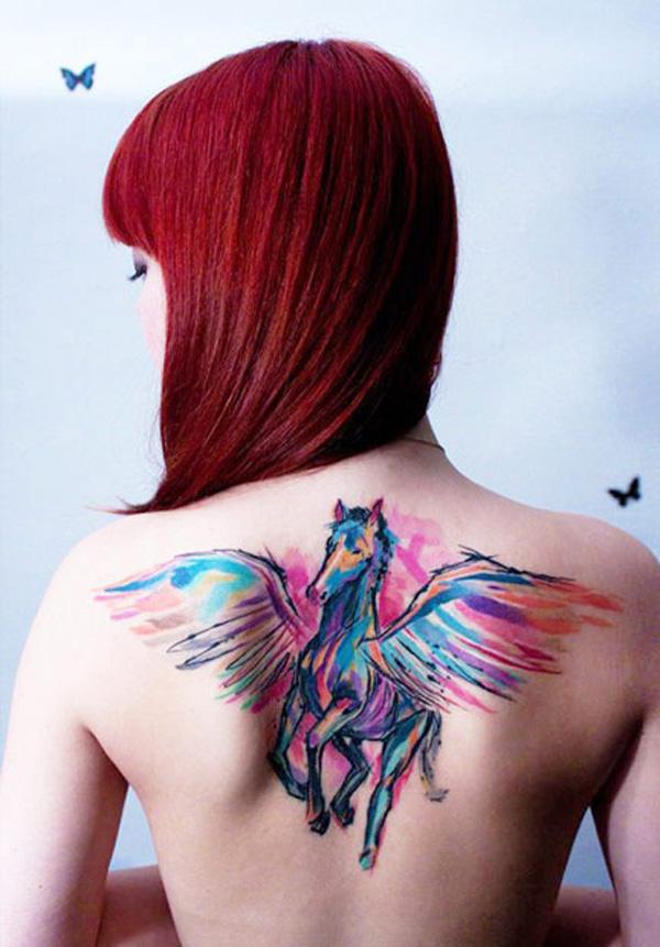 Akvarel Pegasus tatovering