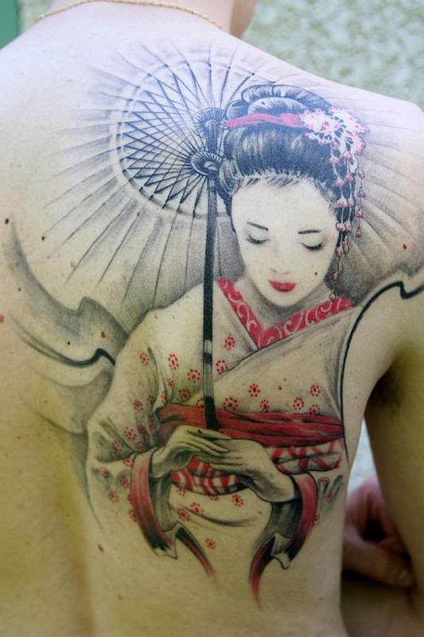 Τατουάζ Geisha Under ομπρέλα