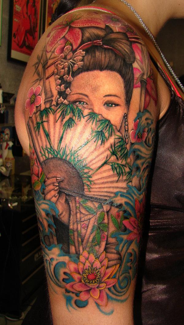 Τατουάζ Geisha Upper Sleeve Tattoo