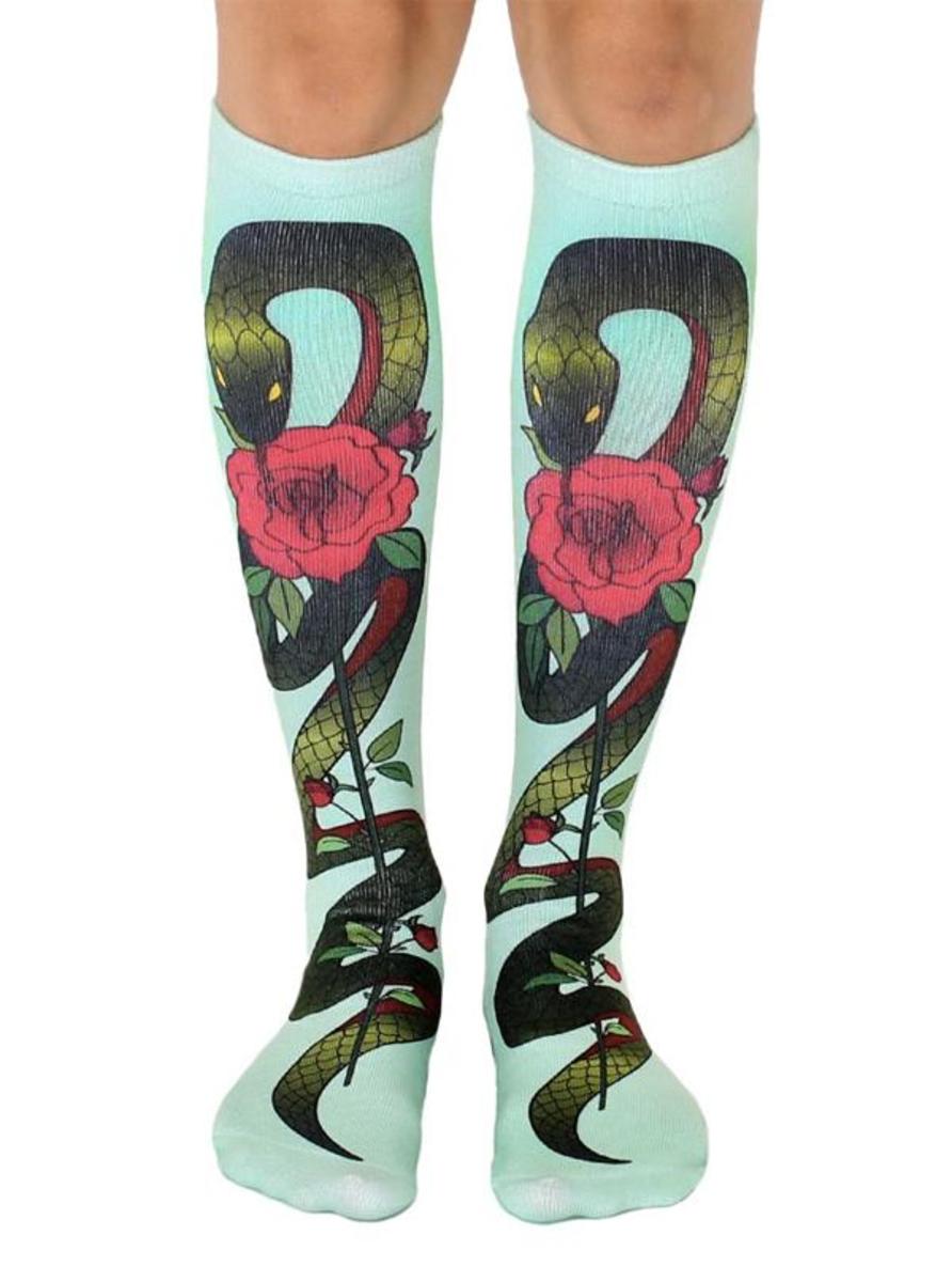 Φίδι με τριαντάφυλλα Γόνατο ψηλές κάλτσες