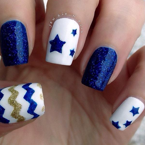 Μπλε και αστέρι nail art-18