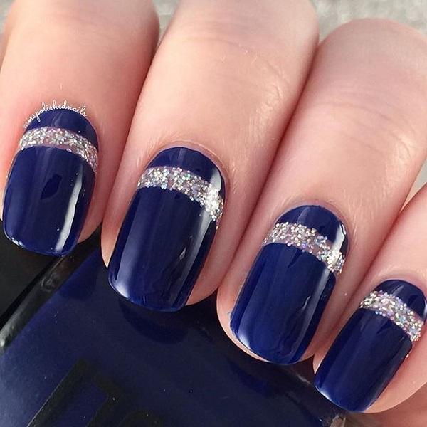 Navy blue με glitter nail art-17